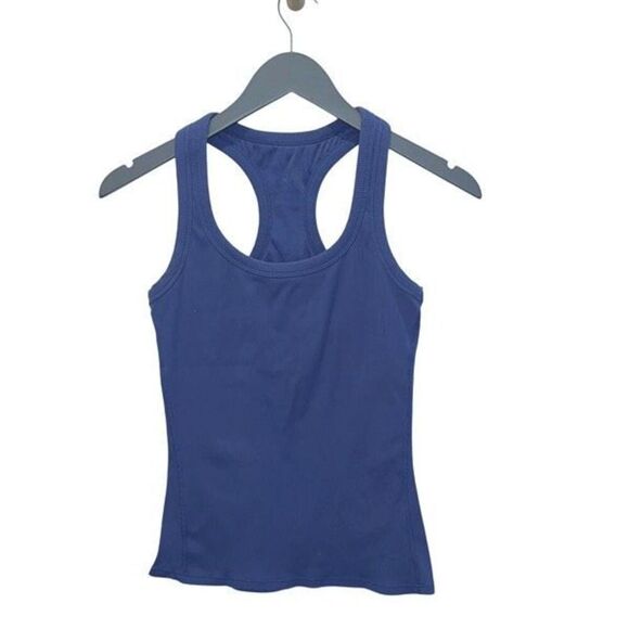 Alo Yoga Womens Rib Racerback Sleeveless Support Tank Top Smoke Cobalt Blue Size - Picture 1 of 8